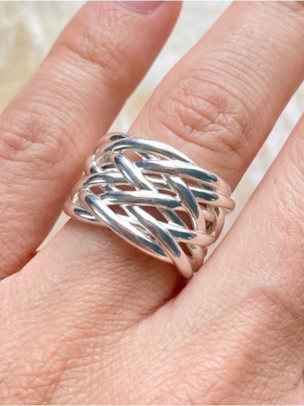 Elegant Braided Silver Band Ring